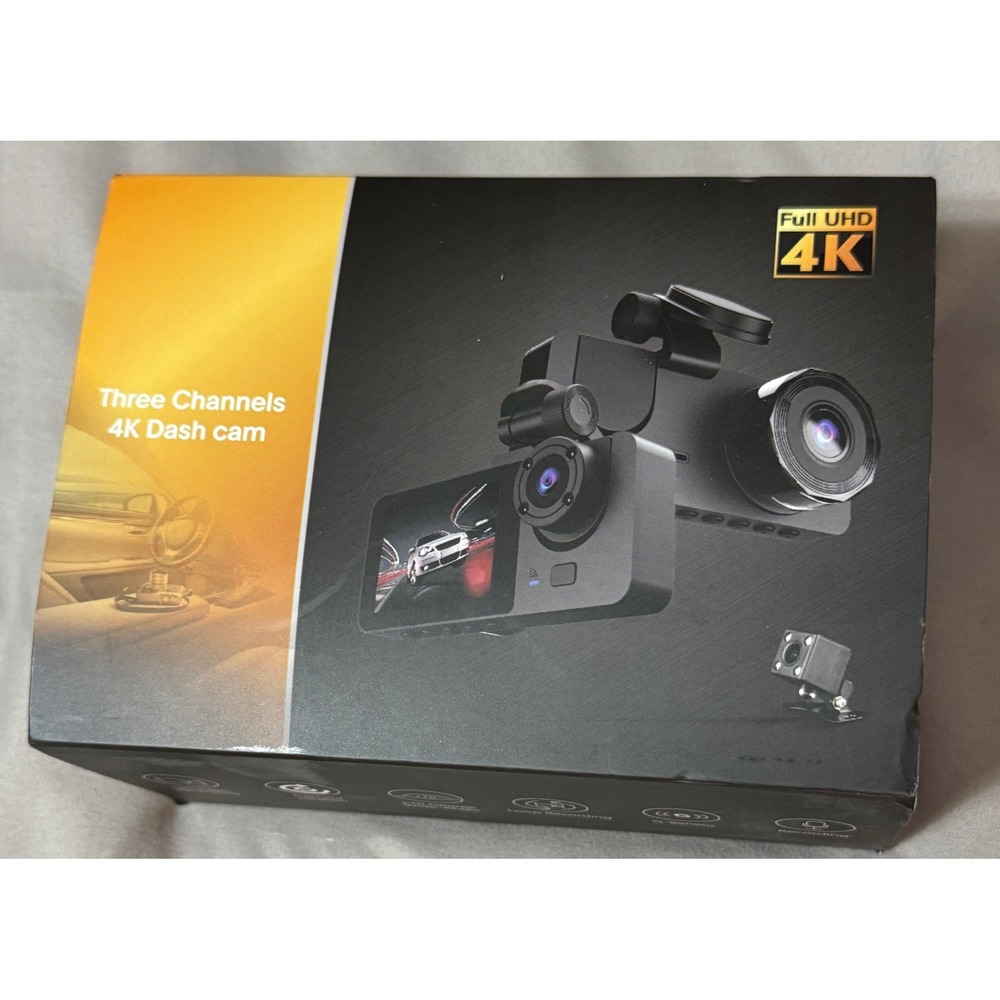 Three Channels 4K Dash cam 170 degree wide angle 20" display HD loop recording